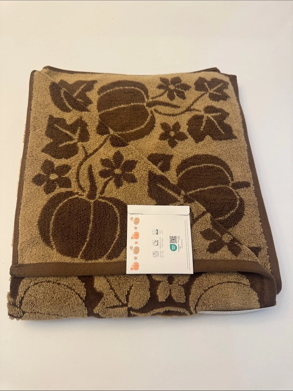 4pc CARO HOME Brown Pumpkin Pattern Bath Towel Set - Fall